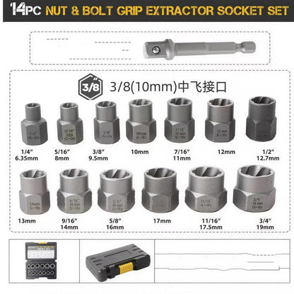 14PCS Bolt & Nut Extractor Socket Set